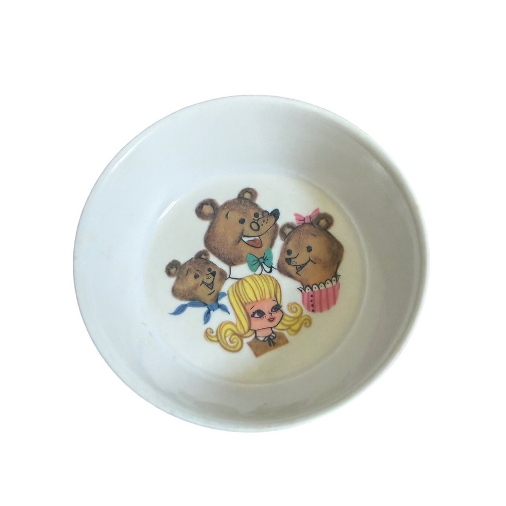 Vintage 60's Oneida Child Melamine Bowl Goldilocks‎ & The 3 Bears 4.5"